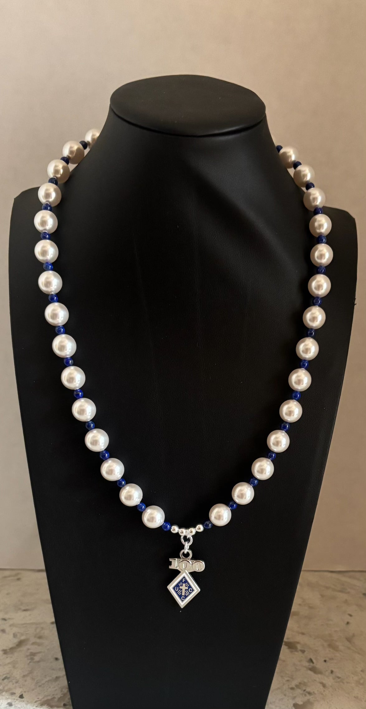 100 Year Pearl Necklace White and Blue